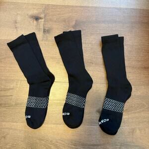Bombas Men's Solids Calf Socks Lot of 3 Pairs Black White size Large NEW